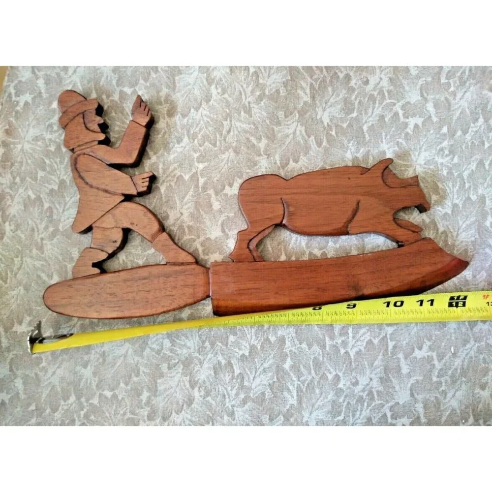 Wood Carving Butcher's Trade sign Boar Hog Pig brown 12
